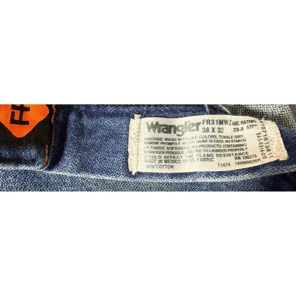 Wrangler FR Flame Resistant Relaxed Fit Jeans 38x32 HRC2 Arc Rating 23.8 ATPV Bl - Picture 6 of 7